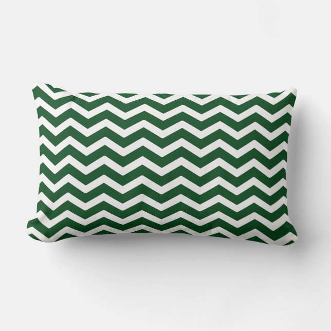 Almofada Lombar Teste padrão branco verde escuro de Chevron (Frente)