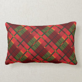 Almofada Lombar Teste padrão da xadrez do feriado no vermelho e no