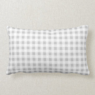 Almofada Lombar Teste padrão do guingão do branco cinzento