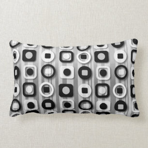 Almofada Lombar Teste padrão moderno branco e cinzento preto