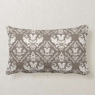 Almofada Lombar Teste padrão retro elegante de Brown de brocado d