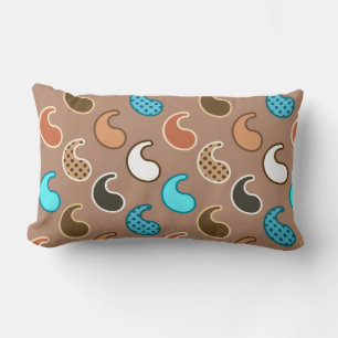 Almofada Lombar Teste padrão, Taupe, turquesa e oxidação modern
