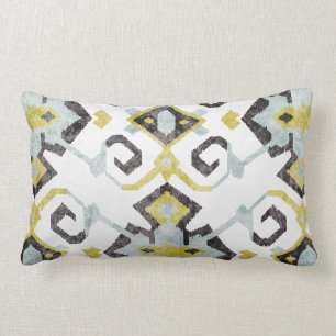 Almofada Lombar Teste padrão tribal chique do ikat amarelo e