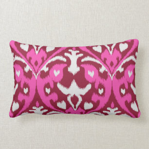 Almofada Lombar Teste padrão tribal do ikat feminino cor-de-rosa