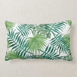 Almofada Lombar Teste padrão tropical das folhas da aguarela
