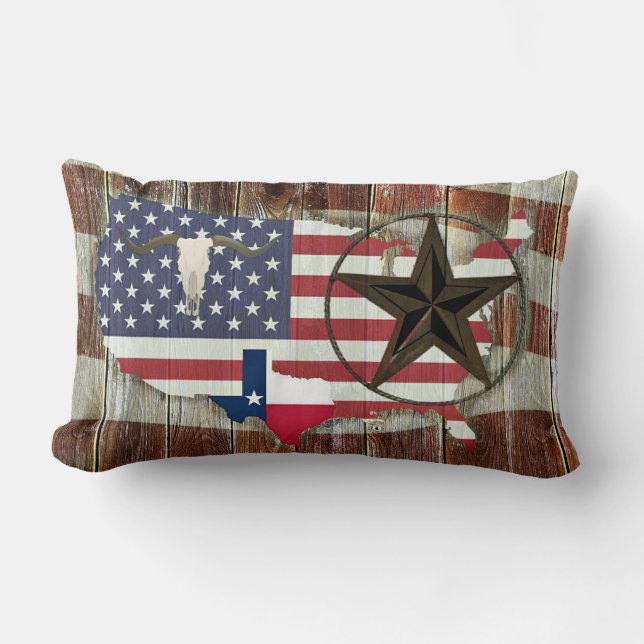 Almofada Lombar Texas Lone Star Texas Long Horn (Frente)
