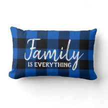 Texto da família na Xadrez preto e azul