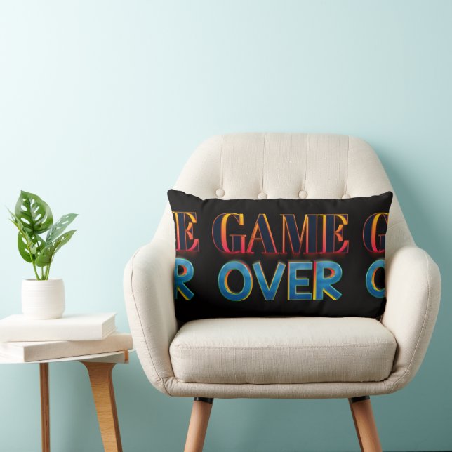 Almofada Lombar Texto “GAME OVER” em negrito e vermelho (Cadeira)