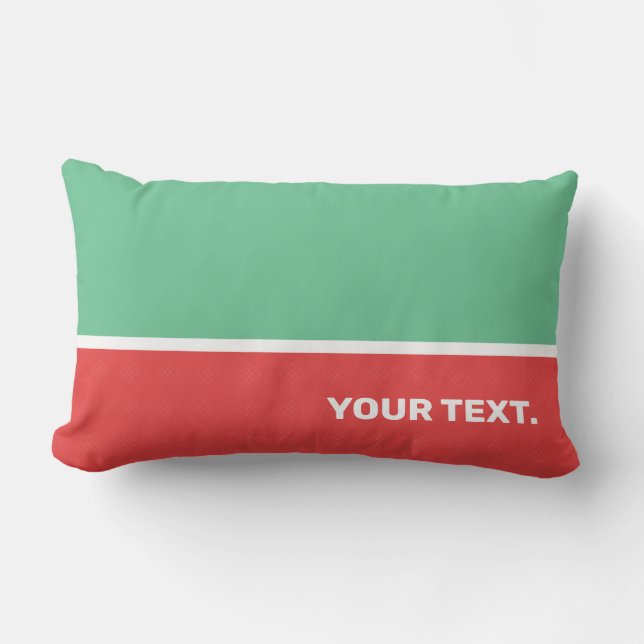 Almofada Lombar Texto personalizado cor-de-rosa moderno e verde-me (Frente)