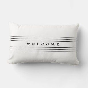 Almofada Lombar Texto personalizado e faixas modernas   Preto e br