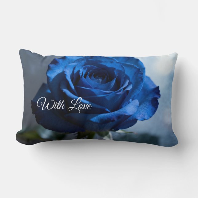 Almofada Lombar Texto Personalizado – Presente Floral de Rosa Azul (Frente)