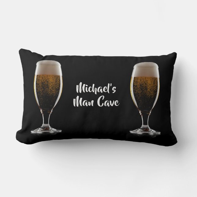 Almofada Lombar Texto personalizado Vidro de Cerveja (Frente)