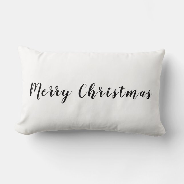 Almofada Lombar Texto Preto de Natal Moderno Branco (Frente)