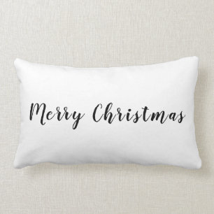 Almofada Lombar Texto Preto de Natal Moderno Branco