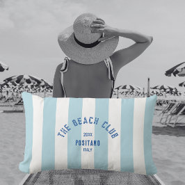 Almofada Lombar The Beach Club Crest Blue Cabana Stripe