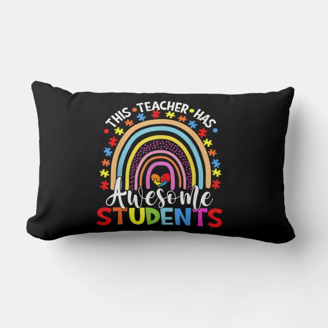 Almofada Lombar This Teacher Has Awesome Students Rainbow Autism A (Frente)