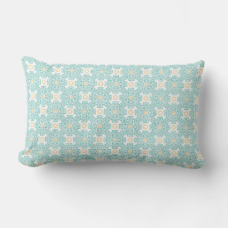 Almofada Lombar Throw Pillow Teal & Gold Arabesque Decorative Cush