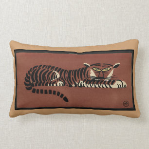 Almofada Lombar Tigre - Antiquarian, ilustração de livro colorid