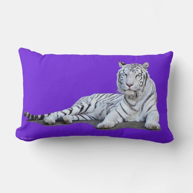 Almofada Lombar Tigre branco no roxo (Frente)