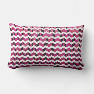 Almofada Lombar Tigre Chevron, Rosa Quente e Impressão Preto