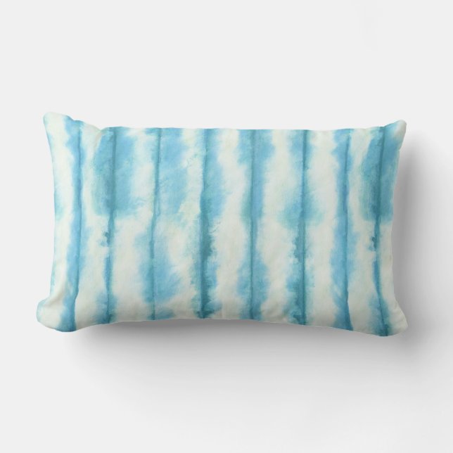 Almofada Lombar Tinta Turquesa Shibori Amarrado  (Frente)