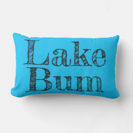 Almofada Lombar tipografia azul brilhante e preto LAKE BUM