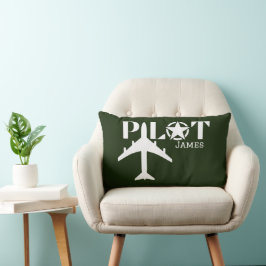 Almofada Lombar Tipografia de Piloto & Avião Militar, Minimalista