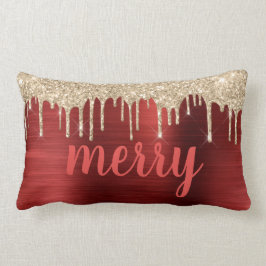 Almofada Lombar Tipografia do Metálico Vermelho de Natal