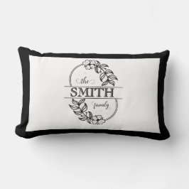 Almofada Lombar Tipografia Minimalista Floral Preta Personalizada