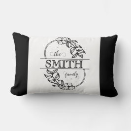 Almofada Lombar Tipografia Minimalista Floral Preta Personalizada