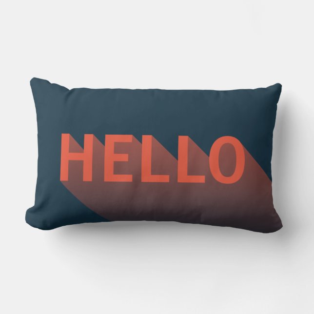 Almofada Lombar Tipografia Moderno Dark Blue e Orange Hello (Frente)