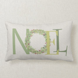 Almofada Lombar Tipografia NOEL com coroa de Natal