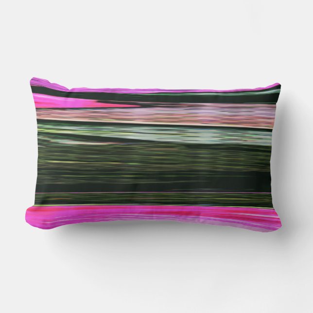 Almofada Lombar Tiras Horizontais, Rosa abstrato E Verde 705 (Frente)