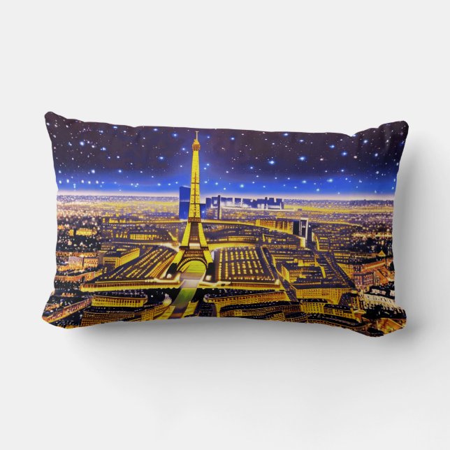 Almofada Lombar Torre Eiffel e Paris sob as Estrelas (Verso)