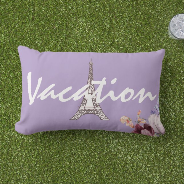 Almofada Lombar Torre Eiffel moderna personalizada de férias Purpl (Grama)