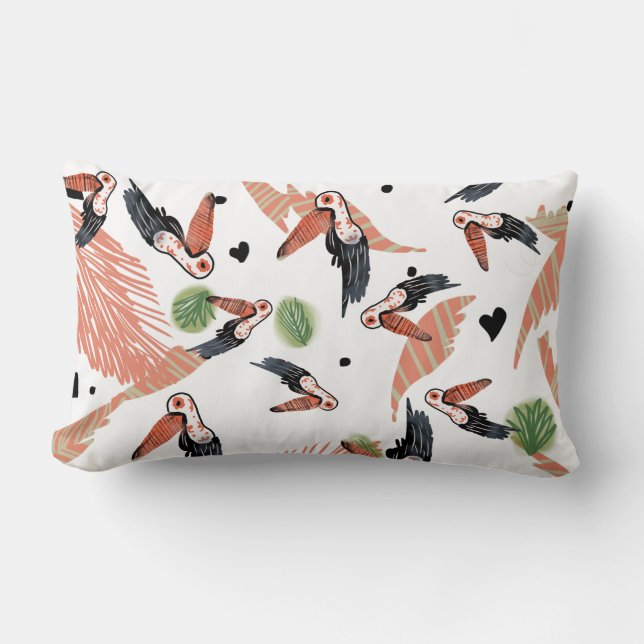 Almofada Lombar Toucan Birds Summer Tropical Greenery Art (Frente)