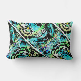 Almofada Lombar Trabalho de arte de Cabeça de Tigre Azul - Travess
