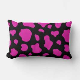 Almofada Lombar Travesseira Decorativa com Estampa de Vaca Rosa e
