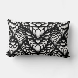 Almofada Lombar Travesseira Decorativa Escama de Cobra Preto e Bra