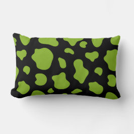 Almofada Lombar Travesseira Decorativa Estampa de Vaca Verde e Pre