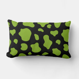 Almofada Lombar Travesseira Decorativa Estampa de Vaca Verde e Pre