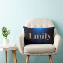 Travesseira Elegante Azul Marinho Nome Emily
