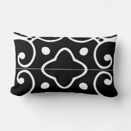Almofada Lombar travesseiro azulejo espanhol preto e branco