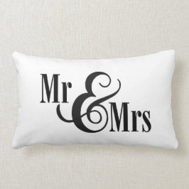 Almofada Lombar travesseiro Black & White "Mr & Mrs.", personaliza
