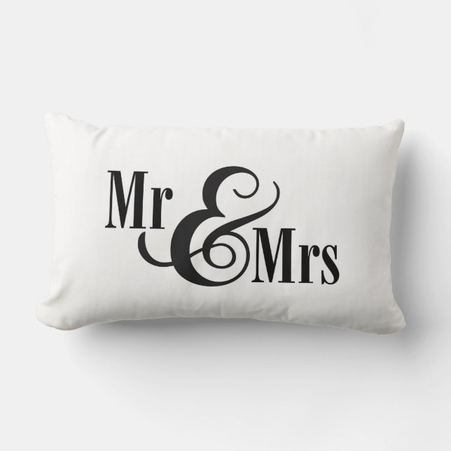 Almofada Lombar travesseiro Black & White "Mr & Mrs.", personaliza (Frente)