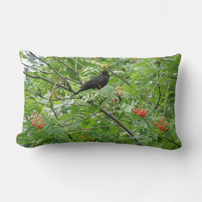 Almofada Lombar Travesseiro Blackbird e Berries (Frente)