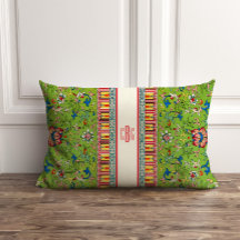 Travesseiro Clássico de Chinoiserie Verde com Mono