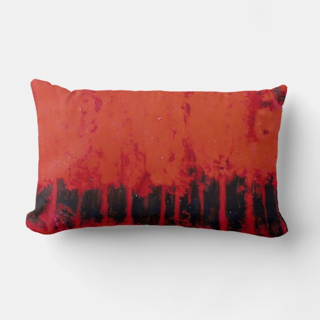 ALMOFADA LOMBAR TRAVESSEIRO DE ALGODÃO "ÁRVORES VERMELHAS" (Frente)