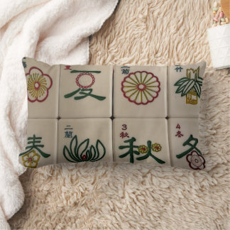 Almofada Lombar Travesseiro de azulejo de flor de mahjong chinês