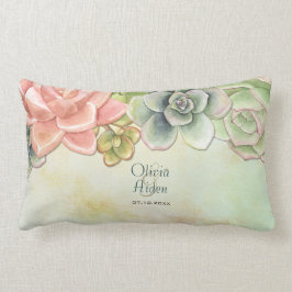 Almofada Lombar Travesseiro de Casamento Floral de Aquarela Sucule